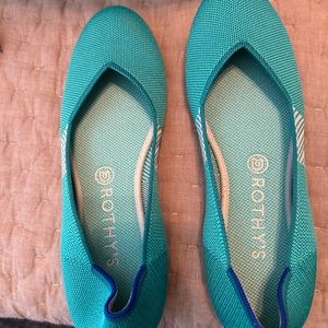 Rothy’s teal flats Sz 10